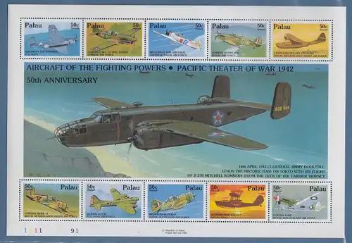 Palau 1992 Flugzeuge im 2. Weltkrieg Mi.-Nr. Block 21 **