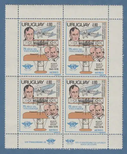 Uruguay 1979 75 Jahre Moturflug Gebrüder Wright Mi.-Nr. 1539 Viererblock **