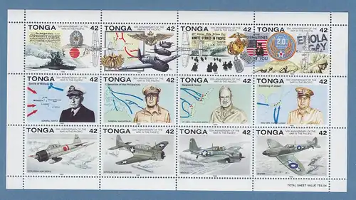 Tonga 1992 Flugzeuge im 2. Weltkrieg  Mi.-Nr. 1217-1228  Zd-Bogen **