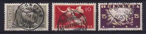 Schweiz 1919 Friedensvertrag Mi.-Nr. 146-148 gestempelt 