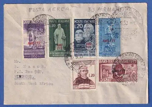 Triest Zone A 1950 Schöner Luftpost-Brief aus TRIEST nach Windhoek SWA