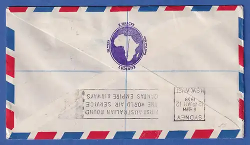 Australien 1958 Schöner Luftpost-Brief aus SYDNEY nach Lüderitz SWA