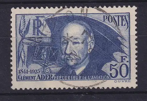 Frankreich 1938 50Fr. Flugpionier Clement Ader Mi.-Nr. 425 a gestempelt