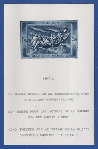 Schweiz 1945 Kriegsgeschädigtenspende Mi.-Nr. Block 11 postfrisch **