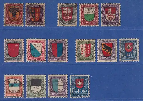 Schweiz 1918/22 Pro Juventute Wappen Mi.-Nr. 143-144,149-151,153-155,172-178 O