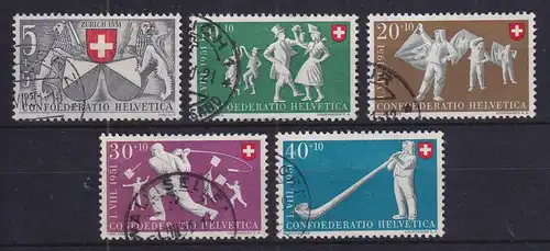 Schweiz 1951 Pro Patria Zürich Volksspiele Mi.-Nr. 555-559 gestempelt