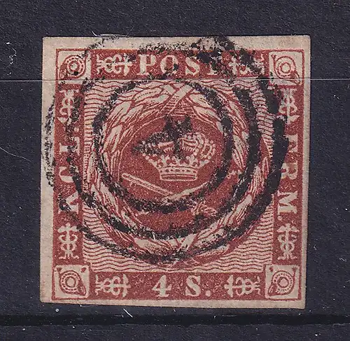 Dänemark 1858 Kroninsignien 4 S braun Mi.-Nr. 7 gestempelt 