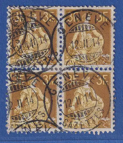 Schweiz 1908 Sitzende Helvetia 3 Fr Mi.-Nr. 110 Viererblock gestempelt 