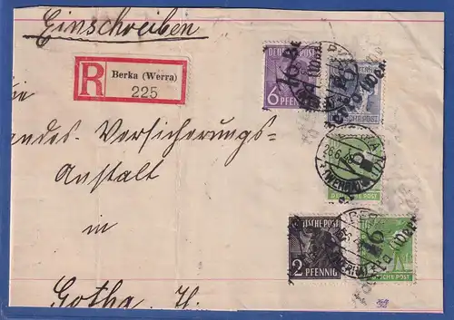 SBZ Bezirkshandstempel Bezirk 16 Berka (Werra) 5 Werte als MIF auf R-Brief 