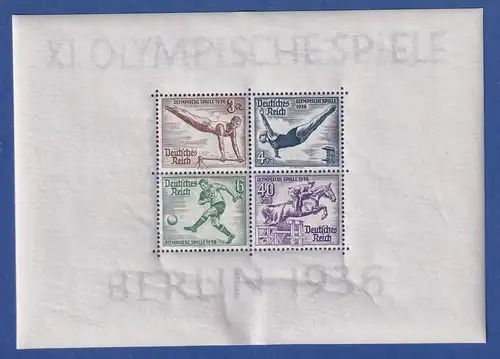 Dt. Reich 1936 Blockausgabe Olympische Spiele Mi.-Nr. Block 5 in Topqualität ** 