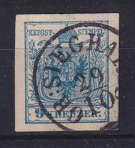Österreich 1.Ausgabe Maschinenp. 9 Kr blau, Mi.-Nr. 5 Y gestempelt 
