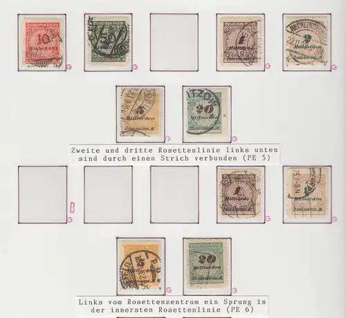 Dt. Reich Inflation Mi.-Nr. 313-30 Spezialsammlung PARALLELERSCHEINUNGEN PE1-PE6