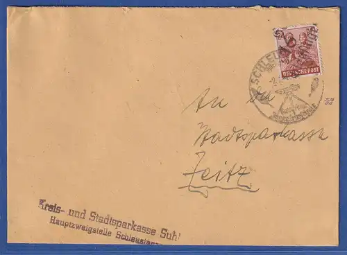 SBZ Bezirkshandstempel Bezirk 16 Schleusingen 24 Pfg EF auf Brief nach Zeitz