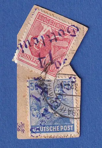 SBZ Bezirkshandstempel Bez.14 Gottleuba blau 2 Werte auf Paketkartenstück