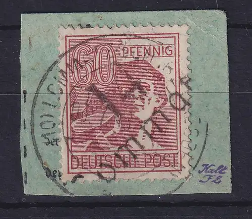 SBZ Bezirkshandstempel Bez.14 Lommatsch, 60 Pf auf Paketkartenstück