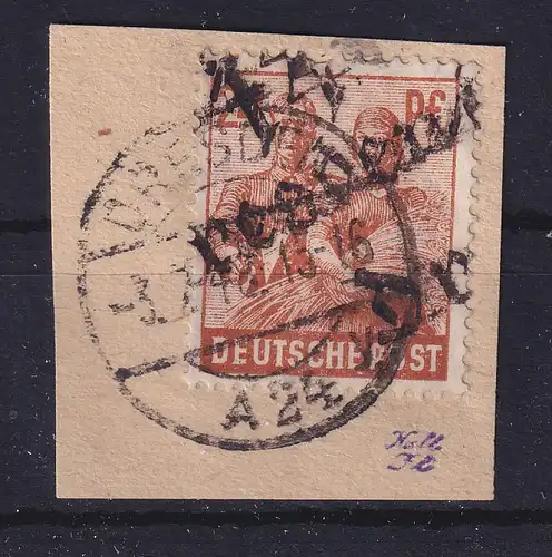 SBZ Bezirkshandstempel Bez.14 Dresden 24, 24 Pf auf Briefstück