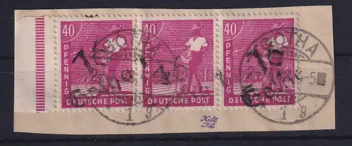SBZ Bezirkshandstempel Bez.16 Gotha 1 40Pfg 3er-Streifen auf Briefstück