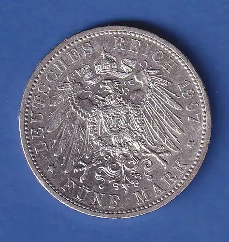 Dt. Kaiserreich Baden Silbermünze auf den Tod Großherzog Friedrich 5 Mark 1907