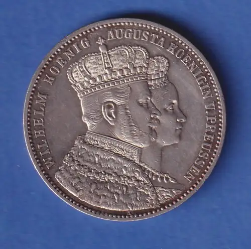 Preußen Silbermünze König Wilhelm I. und Königin Augusta Krönungstaler 1861 A vz