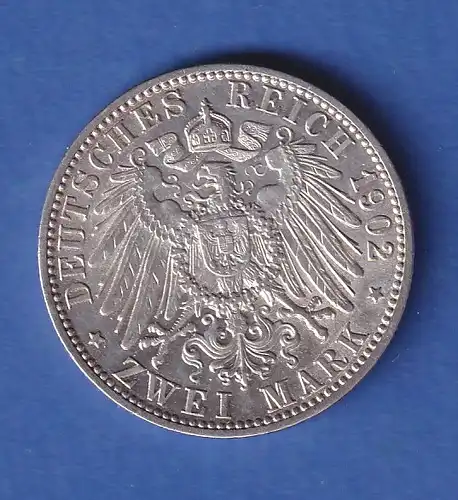 Dt. Kaiserreich Baden Silbermünze Jubiläum Großhzg. Friedrich 2 Mark 1902 G vz!