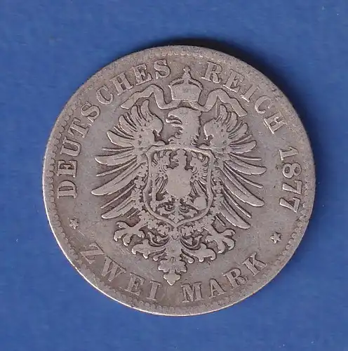 Dt. Kaiserreich Preußen Wilhelm I. Silbermünze 2 Mark 1877 B