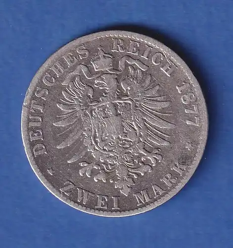 Dt. Kaiserreich Baden Silbermünze Großherzog Friedrich 2 Mark 1877 G