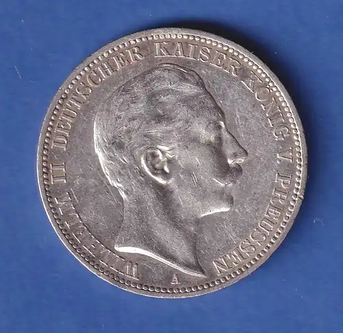 Dt. Kaiserreich Preußen Silbermünze Wilhelm II. 3 Mark 1910 A 