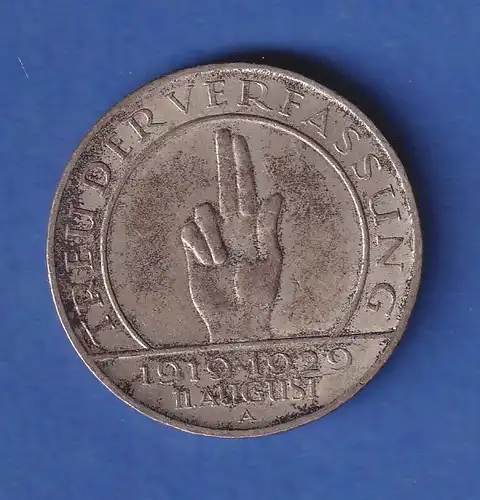 Deutsches Reich Silbermünze Schwurhand 3 Reichsmark 1929 A