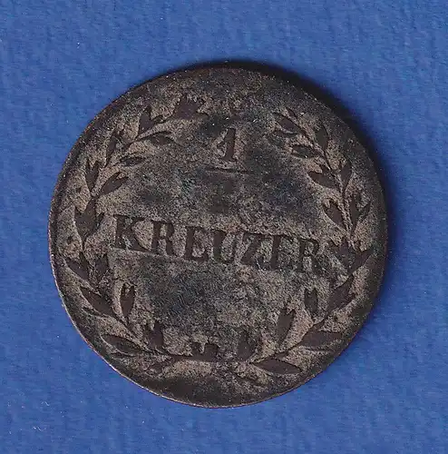 Baden Umlaufmünze 1/2 Kreuzer 1823 Cu