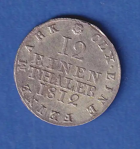 Sachsen Silbermünze 1/12 Taler 1812 vz !