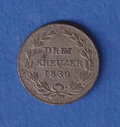 Baden Silbermünze 3 Kreuzer Großherzog Ludwig 1830