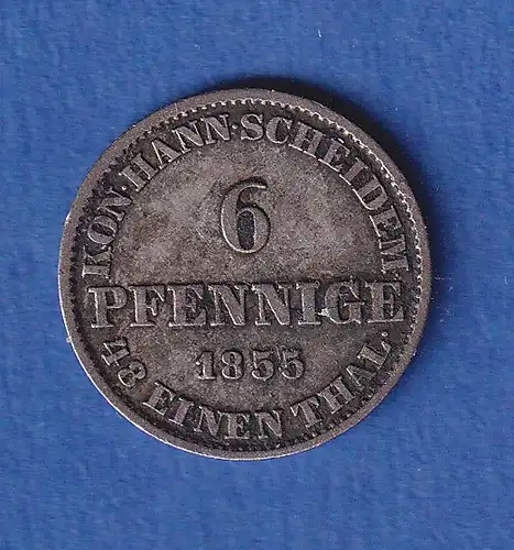 Hannover Königreich Silbermünze 6 Pfennige 1855