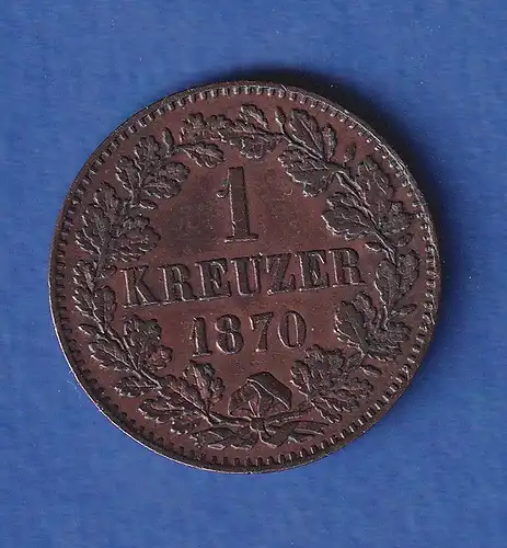 Baden Umlaufmünze 1 Kreuzer 1870 Cu ss-vz