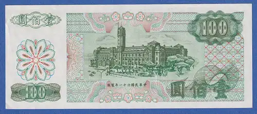 China Taiwan 1972 Banknote 100 Yuan bankfrisch, unzirkuliert.