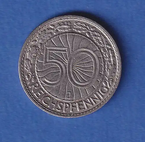 Deutsches Reich Kursmünze 50 Reichspfennig 1933 J  selten !