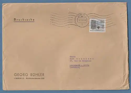 Berlin 1967 50Pfg-Wert Mi.-Nr. 259 EF auf Drucksache nach Luxemburg
