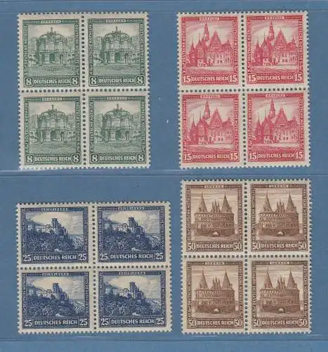 Deutsches Reich Nothilfe 1931 Bauwerke Mi.-Nr. 459-462 Viererblock-Satz **