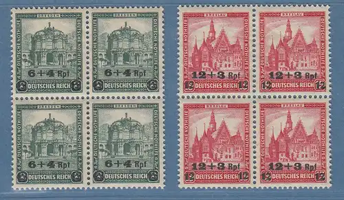 Deutsches Reich 1932 Nothilfe mit Aufdruck Mi.-Nr. 463-64 Viererblock-Satz ** 