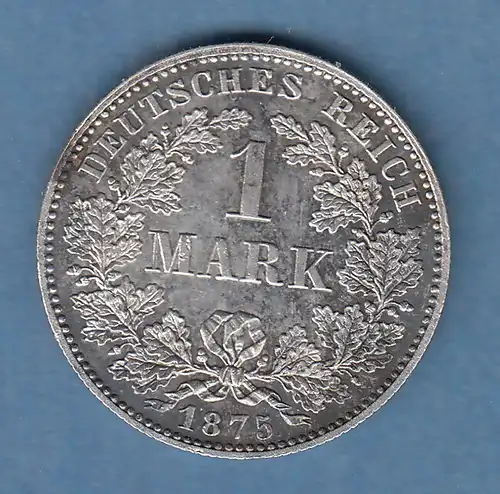 Deutsches Kaiserreich Silber-Kursmünze 1Mark 1875 H Top-Erhaltung !  vz-stg