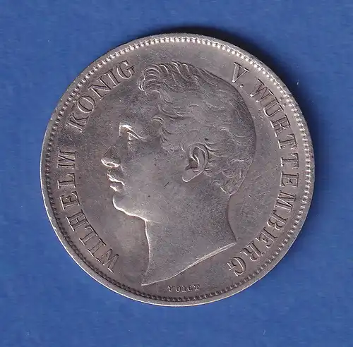 Württemberg Silbermünze 1 Gulden König Wilhelm 1843 vz