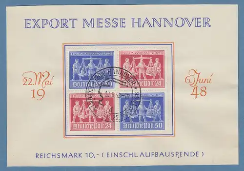 All. Besetzung Hannover-Messe 1948 normaler 4er-ZSD  V Zd 1 mit ET-O auf Karte