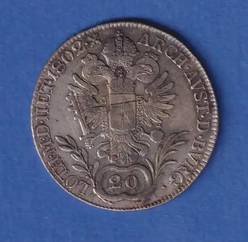 Österreich Habsburg Silbermünze, 20 Kreuzer Franz II. 1802 C