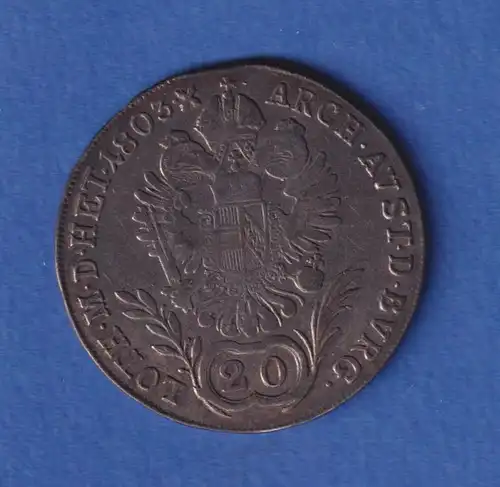 Österreich Habsburg Silbermünze 20 Kreuzer Franz II. 1803 G