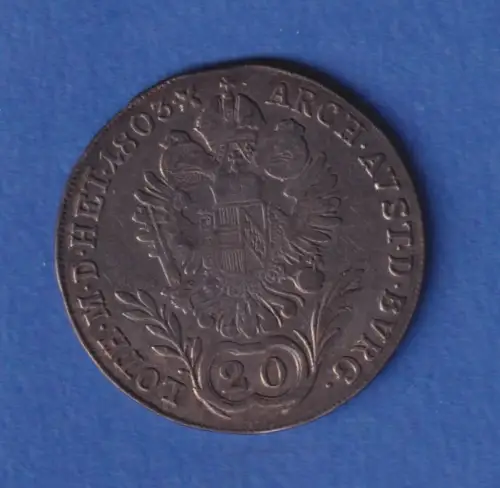 Österreich Habsburg Silbermünze 20 Kreuzer Franz II. 1803 G