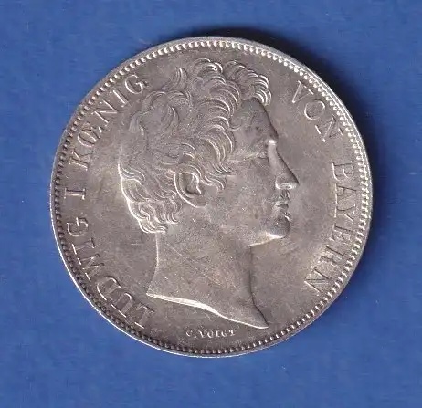 Bayern Silbermünze 1 Gulden  König Ludwig I. 1843 vz-stg!