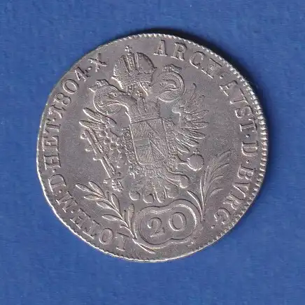 Österreich - Habsburg Silbermünze 20 Kreuzer Franz II. 1804 F