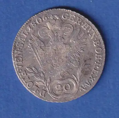 Österreich Habsburg Silbermünze 20 Kreuzer Franz II. 1806 G