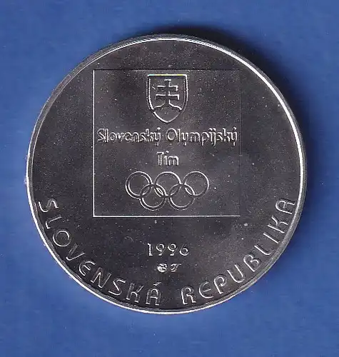 Slowakei 1996 Silbermünze 200 Kronen Slowakisches Olympia-Team stg