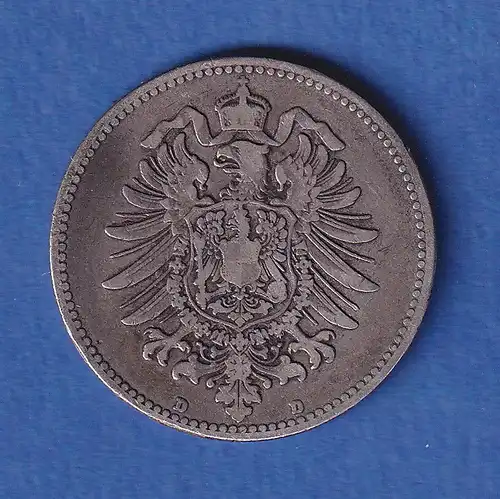 Deutsches Kaiserreich Silber-Kursmünze 1 Mark 1873 D ss