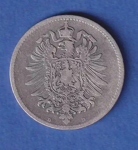 Deutsches Kaiserreich Silber-Kursmünze 1 Mark 1880 D ss